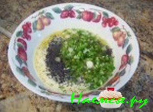 Смешайте зелень, масло, мак Смешайте зелень, масло, мак