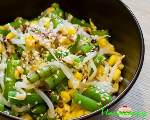 Cалат с кукурузой и стручковой фасолью фото Cалат с кукурузой и стручковой фасолью фото