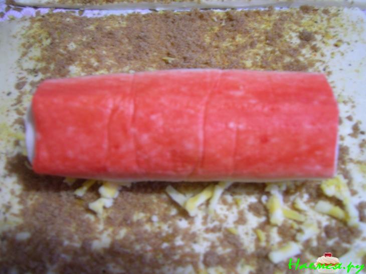 Крабово-слоеные рулеты к пиву