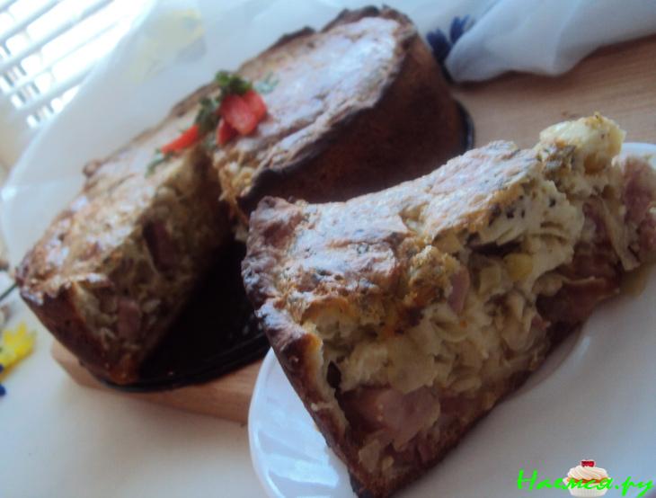 Эльзасский пирог с луком и ветчиной