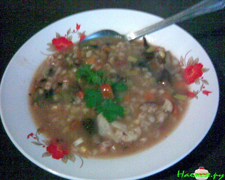 Густой перловый суп с грибами и овощами (постный) Густой перловый суп с грибами и овощами (постный)