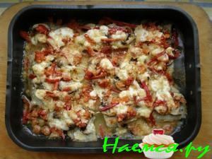 Рыбка под овощами