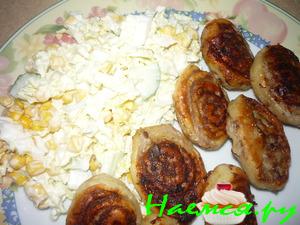 Улиточки творожные с фаршем Улиточки творожные с фаршем