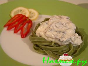 Феттучини с соусом Альфредо & курица & грибы