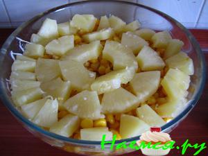 Салат с ананасами и ветчиной