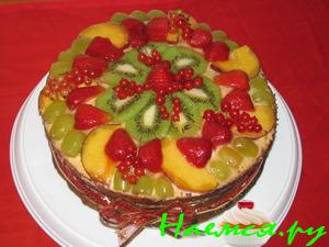 Торт фруктовый сад со сгущенкой