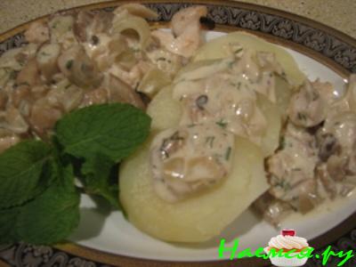 Курица с грибами в сливочном соусе