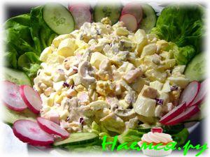 Яичный салат с шампиньонами и спаржей