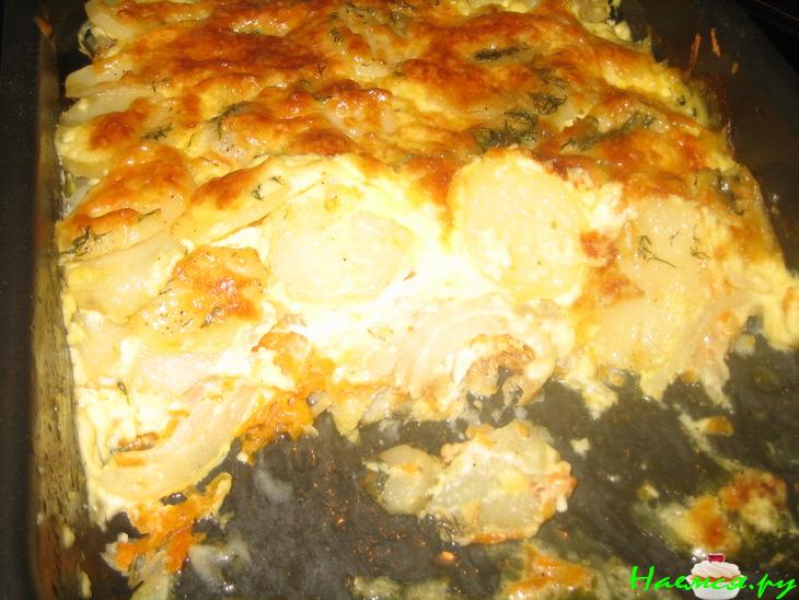 Рыбная запеканка с овощами под майонезом