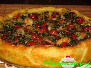 Тарт с креветками и помидорами черри Тарт с креветками и помидорами черри