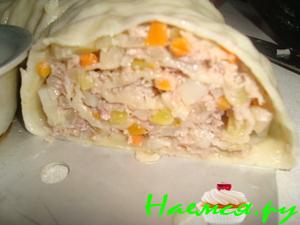 Рулет с мясом и с картошкой