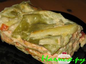 Лазанья с лососем и спаржей