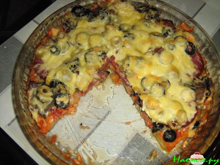Оливково-грибная пицца&nbsp; 