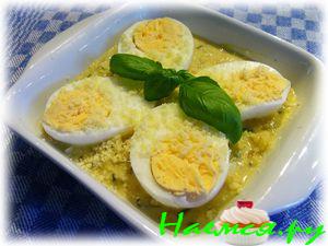 Яйца с соусом из цуккини с горчицeй