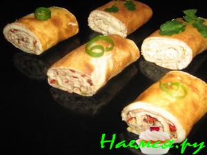 Рулеты из омлета с двумя начинками