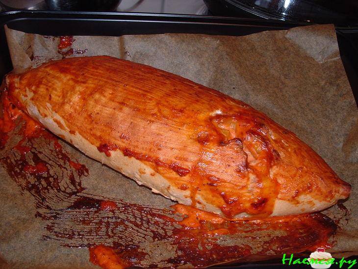 Пирог с картошкой и грибочками в томате