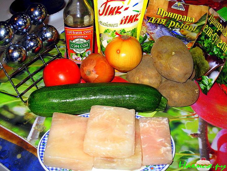 Рыбка с овощами (филе окуня)