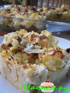 Запеканка из цветной капусты с козьим сыром