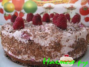 Малиново-шоколадный торт-суфле