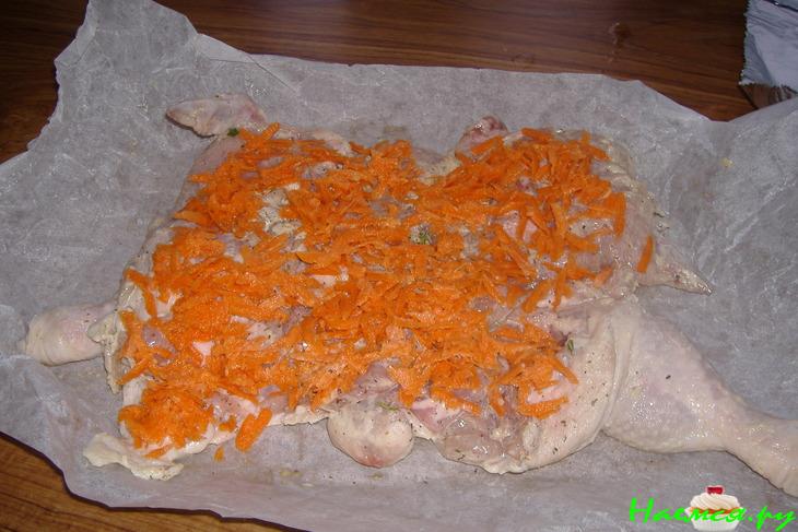 Курица без костей с грибами и сыром