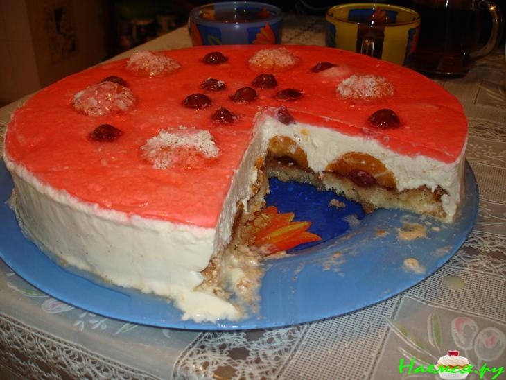 Торт 'Cнежок' с абрикосами Торт 'Cнежок' с абрикосами