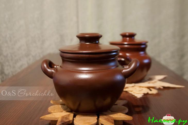 Мясо в горшочке под майонезом