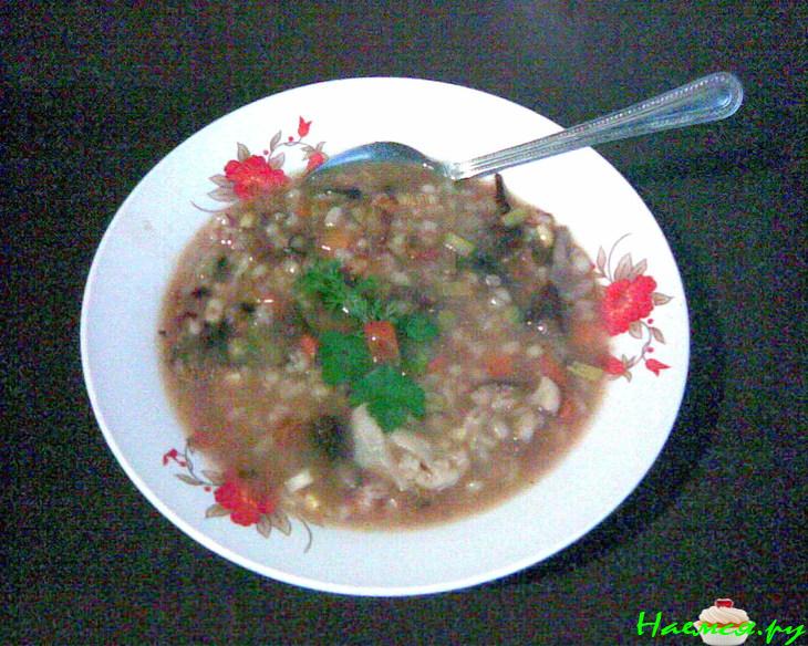Густой перловый суп с грибами и овощами (постный) Густой перловый суп с грибами и овощами (постный)