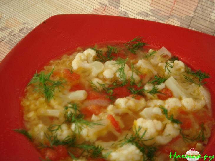 Суп из красной чечевицы с цветной капустой (постный)