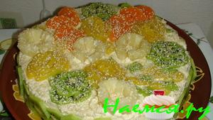 Тортик "Праздничный" бисквитный с фруктами