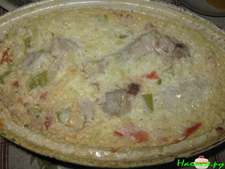 Курочка с овощами и чесноком