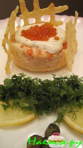 'Ленивые' креветки на подушке из лосося