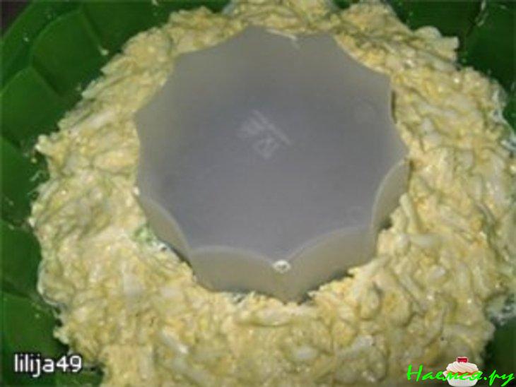 Овощной торт с колбасными розами Овощной торт с колбасными розами