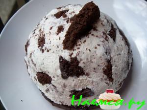 Десерт творожный с ромовым браунис