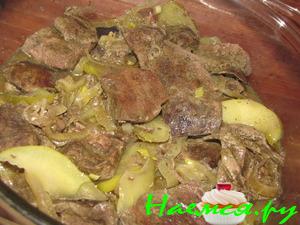 Печень с яблоками в микроволновке Печень с яблоками в микроволновке