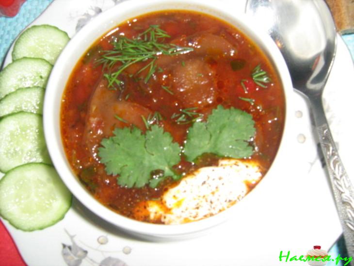 Борщ постный с грибами и фасолью