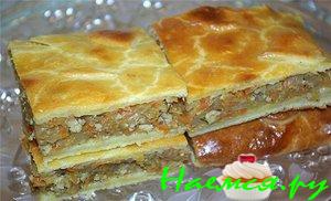 Сочный капустный пирог с куриным фаршем