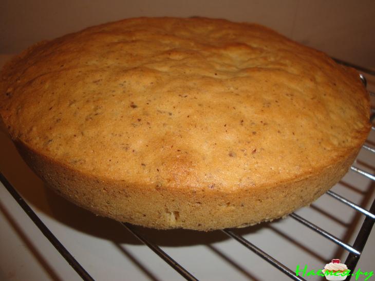 Бисквитный ореховый пирог с медовой карамелькой Бисквитный ореховый пирог с медовой карамелькой