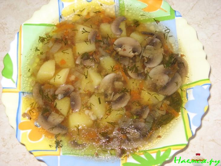 Гречневый суп с шампиньонами