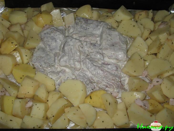 Маринованные рёбрышки запеченные с картошкой