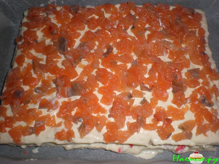 Рыбный торт с сырно-майонезной пропиткой