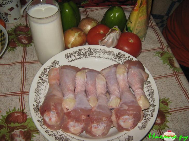 Курочка с овощами и чесноком