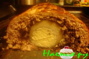 Мясной рулет с яйцами и грибами