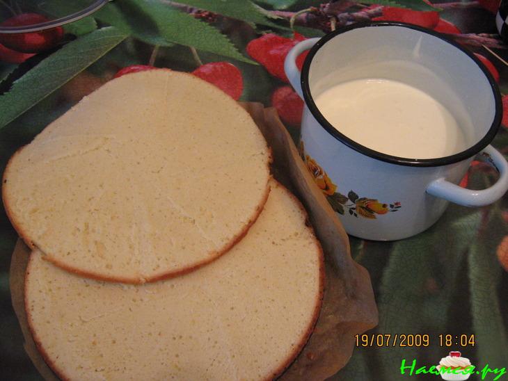 Торт 'Яичница' с персиками