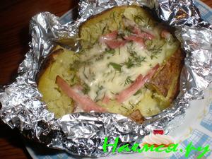Крошка картошка с ветчиной и сыром
