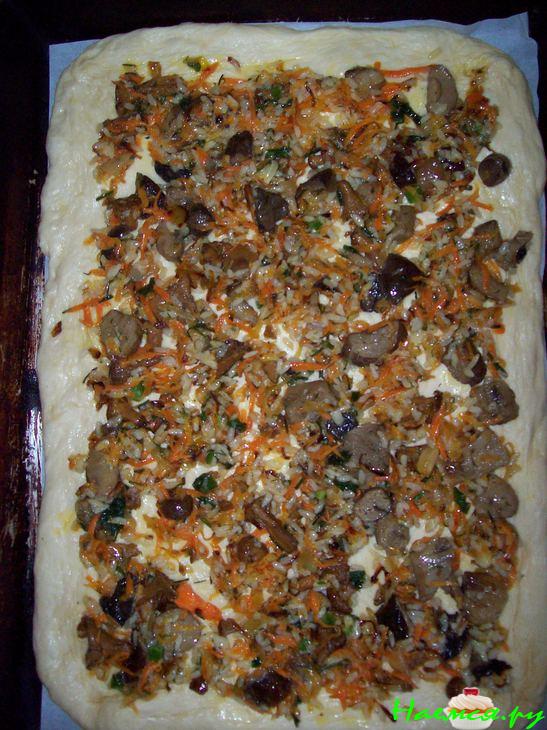 Пирог с рыбой двух видов, рисом и грибами