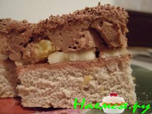 Шоколадное суфле с апельсиново-банановой прослойкой