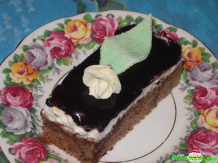 Торт "Белочка" с кремом в глазури