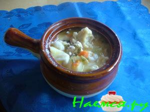 Суп "Дары Нептуна" с клецками в горшочке