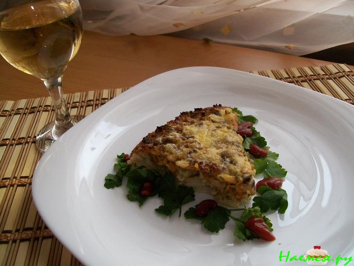 Рисово-рыбный пирог под сырной корочкой. Экспресс способ 