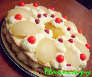 Торт "Юля" с персиком, грушей и физалисом Торт "Юля" с персиком, грушей и физалисом